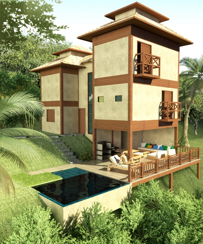 Fachada externa Casa na Praia